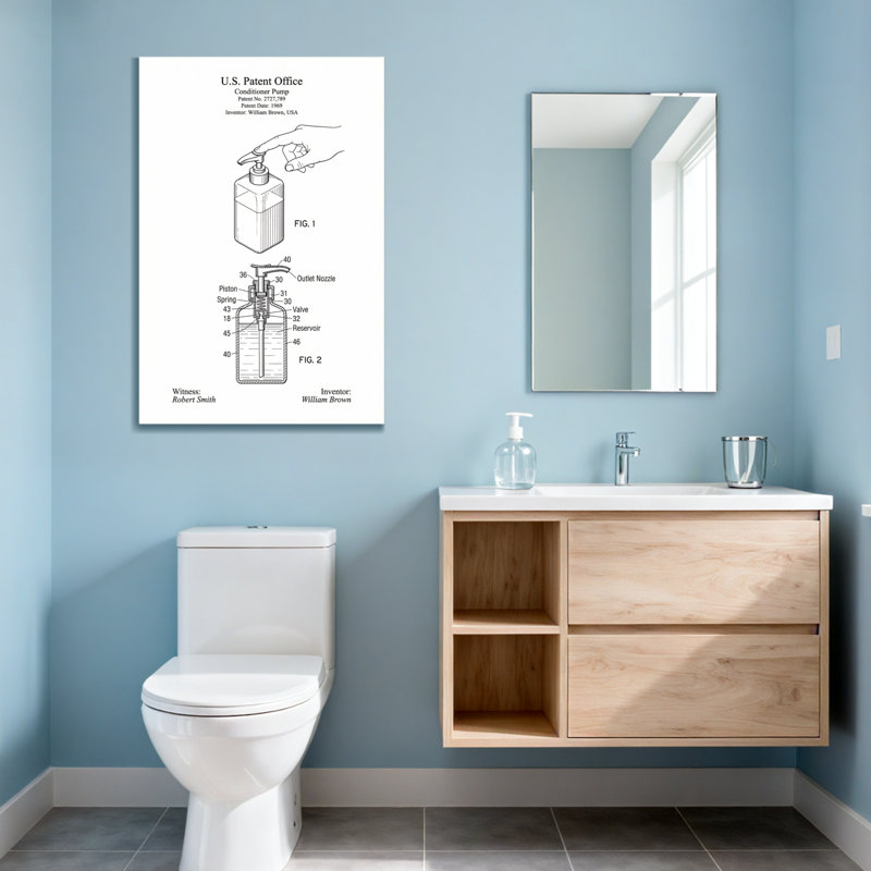 Schéma de brevet de la pompe pour le bain et la buanderie, H 12 po x l 18 po