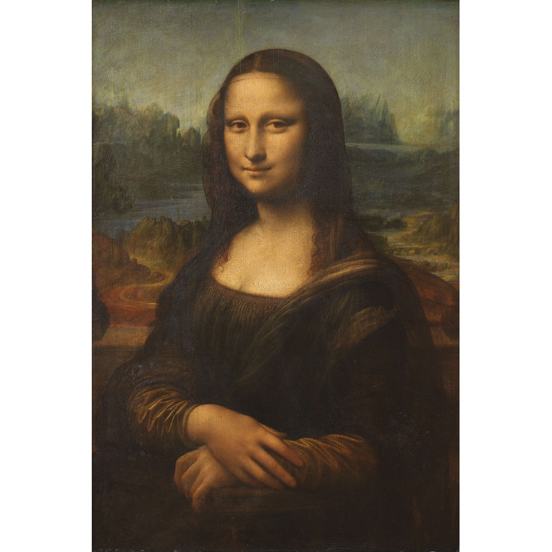 «Mona Lisa» par Leonardo Da Vinci - peinture sur toile tendue, Oui, H 12 po x l 8 po, Imprimé à cadre argenté