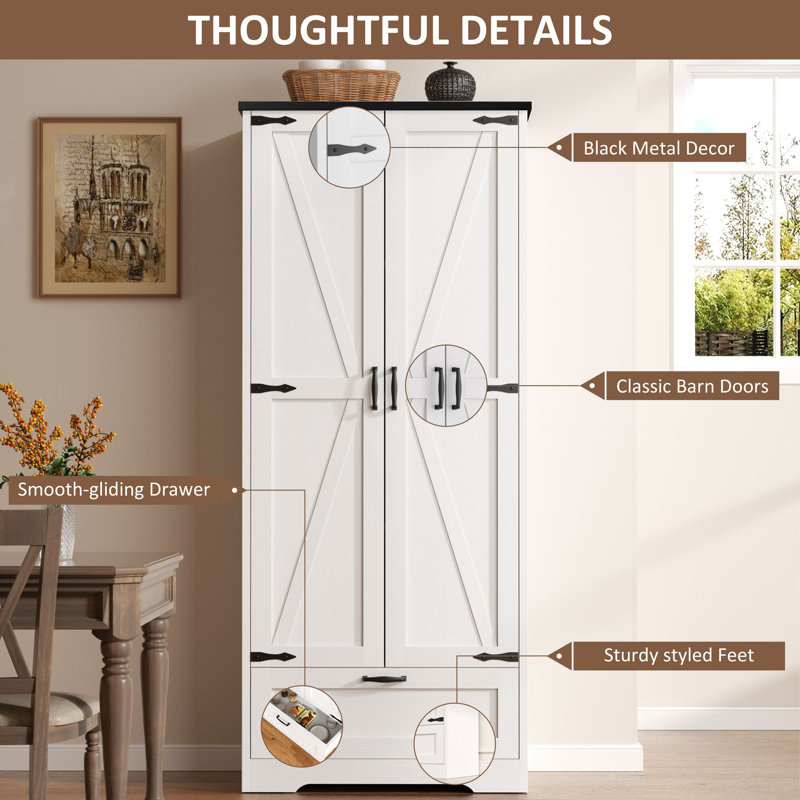 Denizard 65" Kitchen Pantry , White