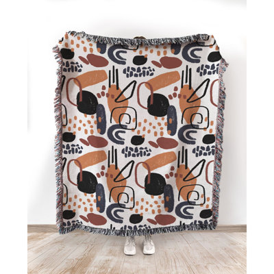 Drawn Summer Tropical Flowers and Leaves 100% Cotton Throw