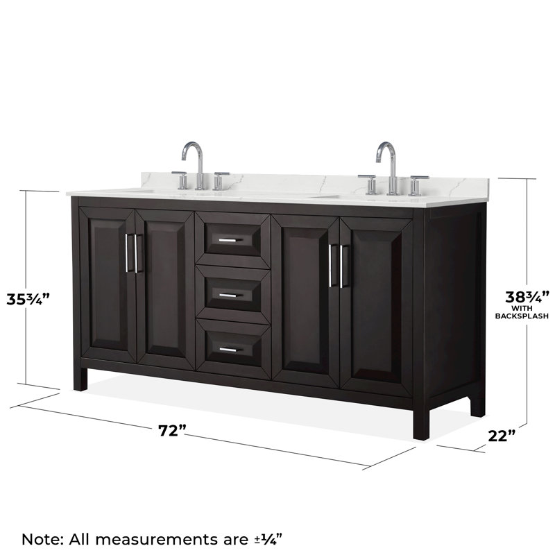 Daria 72'' W Vanity, Polished Chrome, Brown, Giotto Quartz