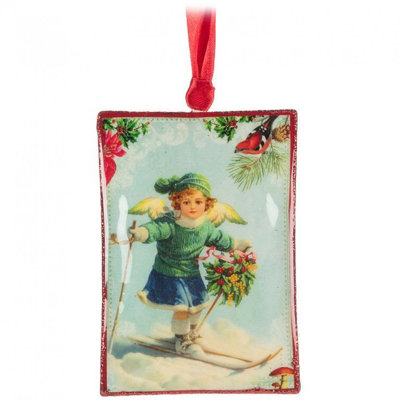 Skiing Girl Rectangle Ornament