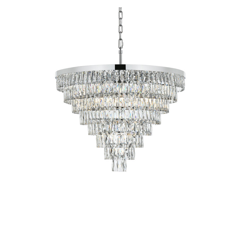 Lustre rond 36 pouces Iva, Chrome chrome