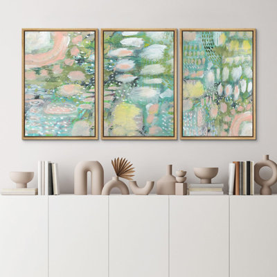 «Vibrant Textured Abstract Multicolore», 3 pièces