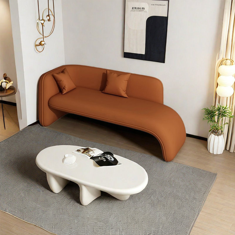 Chaise longue rembourrée Minimalist, Accoudoir à gauche (vu de face), Orange