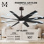 Ariella - Eight Blade Ceiling Fan - Integrated LED - Matte Black Finish - Matte White Blades-238019799-238019796