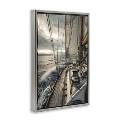  Sailing Boat Wake Waves Framed Floater Canvas by LSR Design Studio
