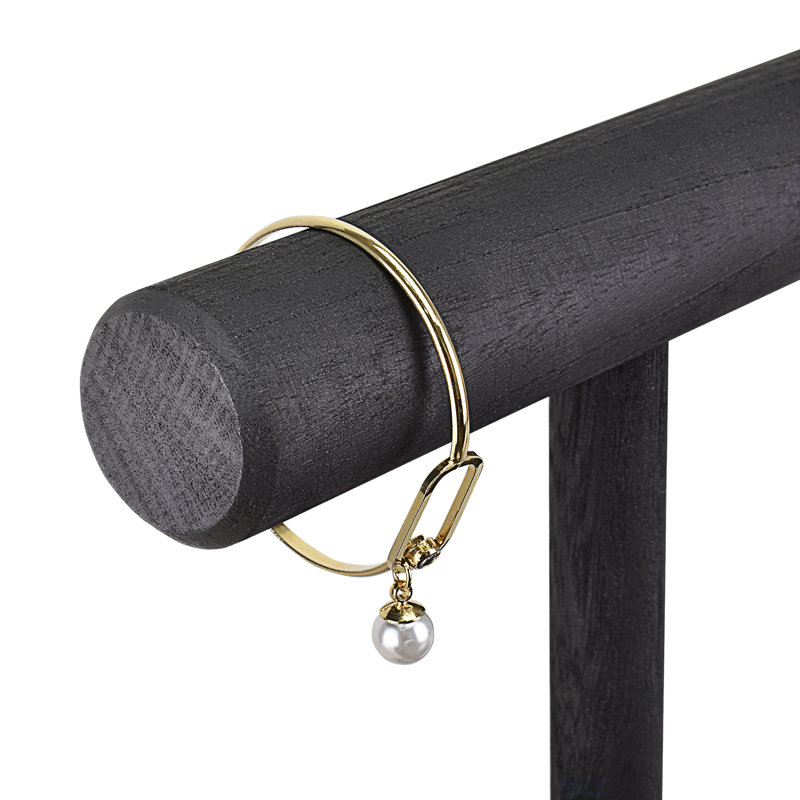 Support à bijoux en bois à 2 niveaux, Noir