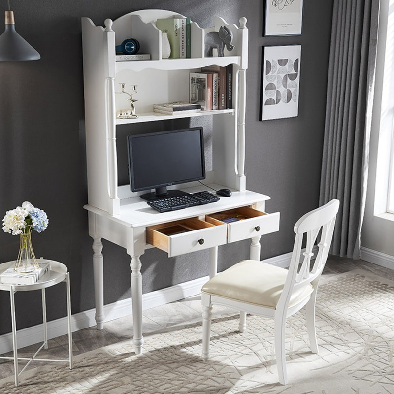 Bureau blanc rectangulaire en bois massif, H 29,92 po x l 39,37 po x P 19,69 po 