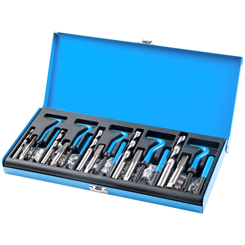 Trousse de réparation de filetage pour 131 pièces avec mèches, tarauds, pour les réparations de moteurs et les applications automobiles, mécanique idéale, passionnés de bricolage, avec embouts en acier traités thermiquement jusqu'à 55 62 de haut