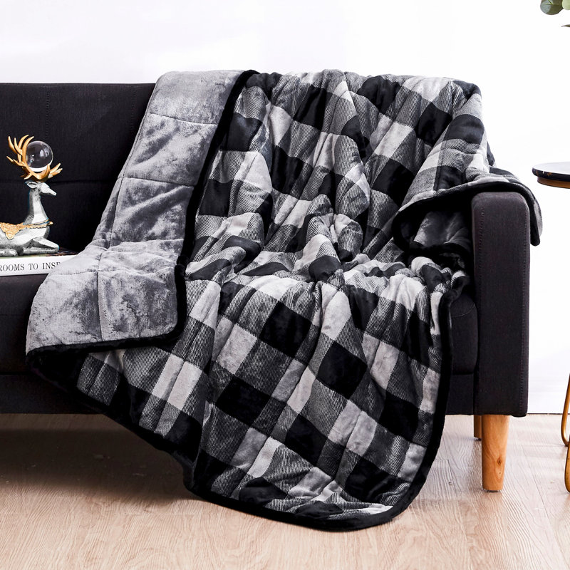 Weighted Throw Blanket, Charcoal Plaid