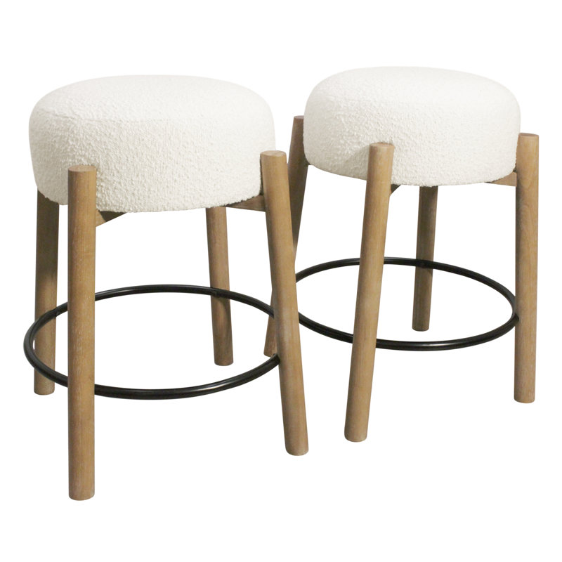 Natalia Stool In Boucle Fabric, Ivory, Counter Stool (27” Seat Height)