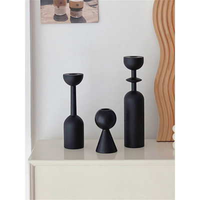 8.66'' H Wood Tabletop Candlestick