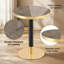 Table d'appoint ronde de 23,6 pouces, panneau de fibres à densité moyenne, texture de marbre peinte UV avec bordure en acier inoxydable, pieds en métal, table basse de luxe moderne-248306092