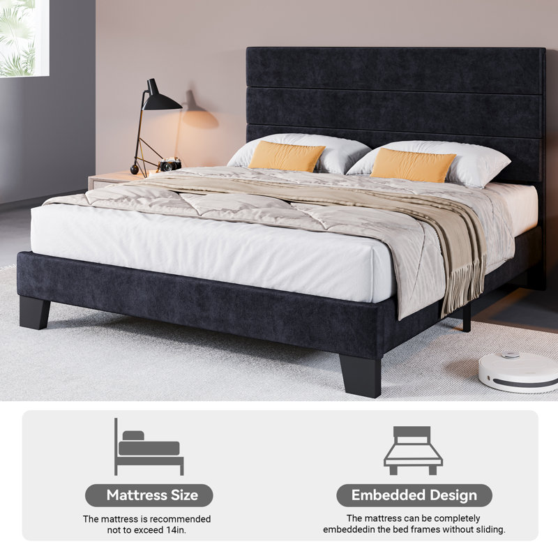 Jerriann Platform Bed, Black, Queen