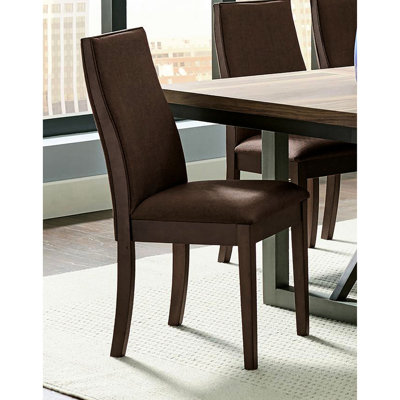 Chocolate Upholstered Fabric Dining Chairs Of 2 - Stylish Addition In Deep For Home