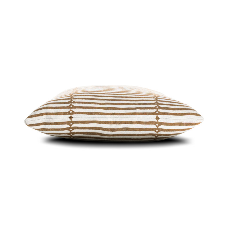 Luxe Square Indoor/Outdoor Pillow Cover & Insert, 22"H x 22"W, Striped 1, Caramel