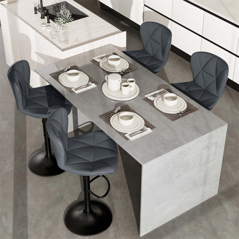 Tabouret de bar pivotant simple et réglable avec dossier, rembourré pour le confort, idéal pour un îlot de cuisine et divers réglages