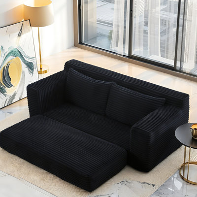 Memory Foam And Steel Frame Convertible , Corduroy Upholstery, No Assembly, Black For Renter's Homes 2 - In 1 With Corduroy, Home Guest Areas