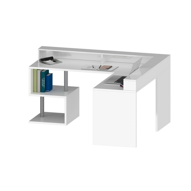 Nang L-Shaped Computer Desk, White