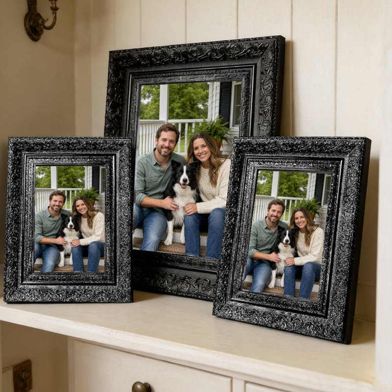 Cadre photo 11 pi x 14 po noir 11 pièces pour décor de manteau de cheminée, Noir, 1, L 11 po x H 14 po