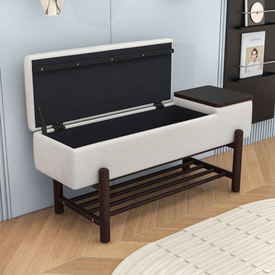 Banc à chaussures rembourré moderne avec rangement dissimulé et range-chaussures inférieur