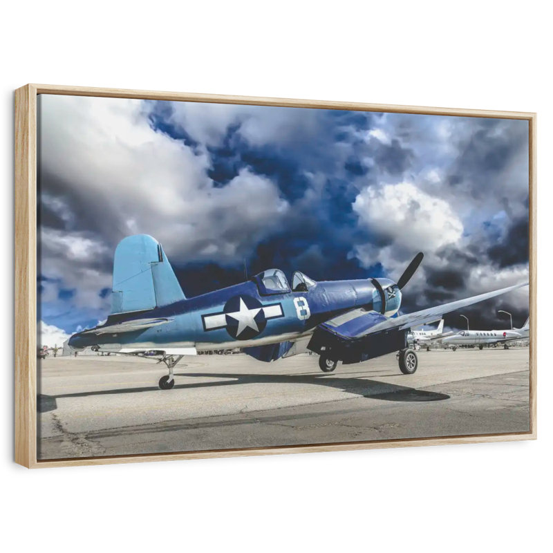Avion de la Seconde Guerre mondiale, Cadre flottant en bois naturel, 40 po x 27 po