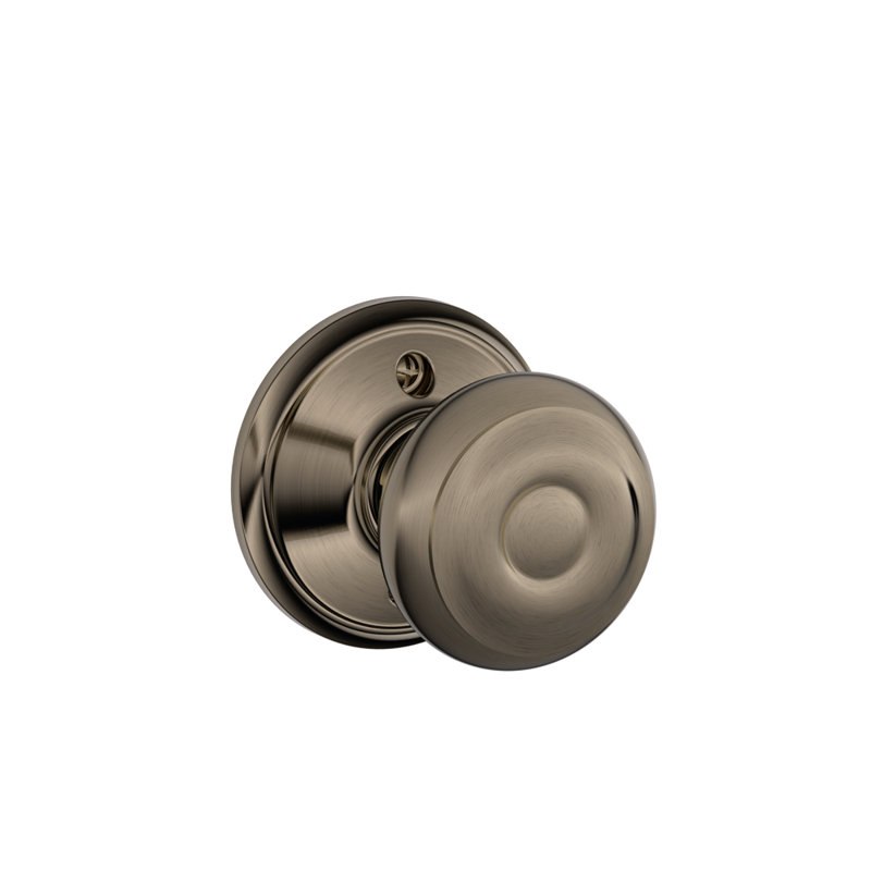 Georgian Single Dummy Door Knob with Rosette, Antique Pewter