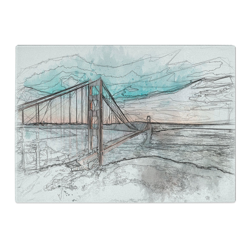 Tempered Glass the Golden Gate Bridge in San Francisco Bay Chopping Board, 28.5 cm x 39 cm