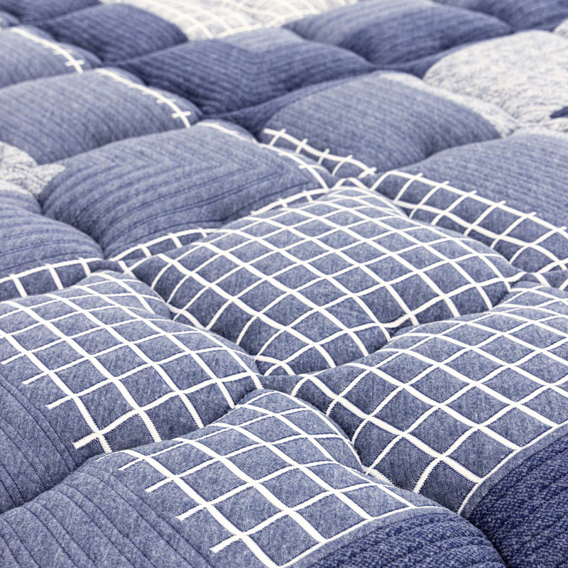 Matelas compressé et très grand 14 po avec housse super douce bleue, unité de poche, couches de mousse à mémoire de forme, mousse roulée, couches