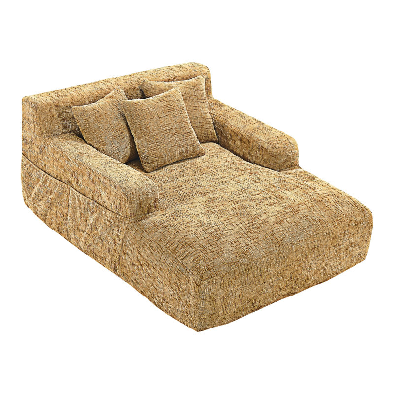 Chaise longue avec trois coussins Lazy, Jaune