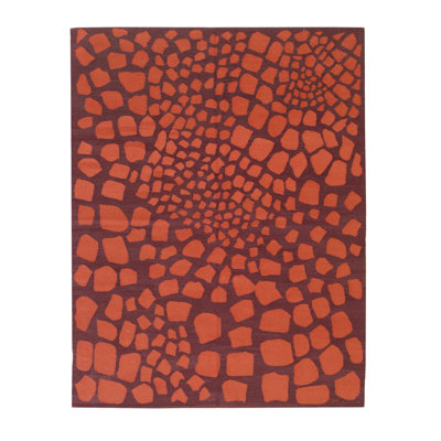 Tapis orange en laine tissé à plat Dwendolyn