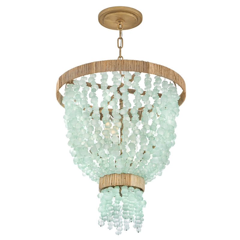 Dune 4 - Ligh Crystal Tiered Pendant, Burnished Gold/Blue