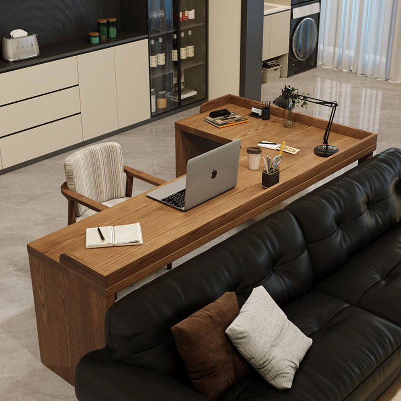 Light walnut L-Shaped Solid Wood desks