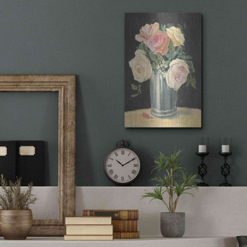 «Silver Vase I On Black» par Carol Rowan, art mural en métal, 12 po x 16 po, H 16 po x l 12 po