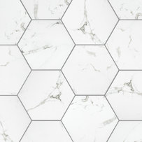 Timeless Hex Calacatta 8-5/8" x 9-7/8" Beveled Porcelain Patterned Wall & Floor Tile