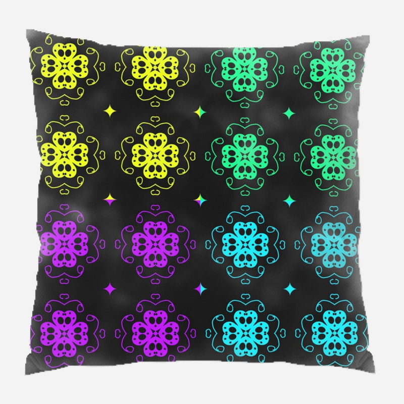 Coussin décoratif transparent, Noir, vert et jaune, Intérieur