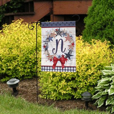 American Wreath Monogram N Garden Flag