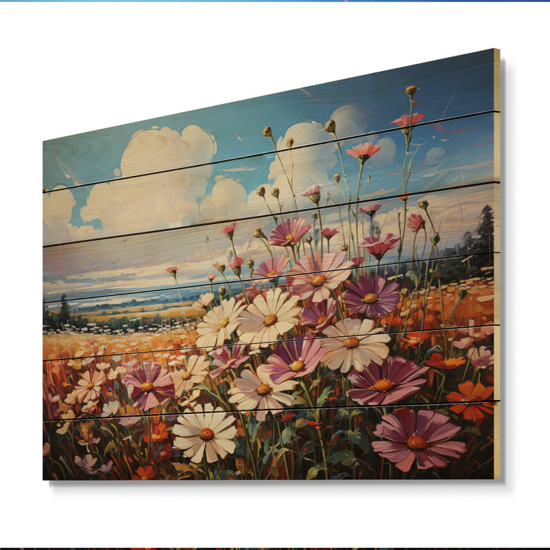 «Wildflowers Majestic Blossoms Meadow» sur bois, H 10 po x l 20 po x P 0,78 po