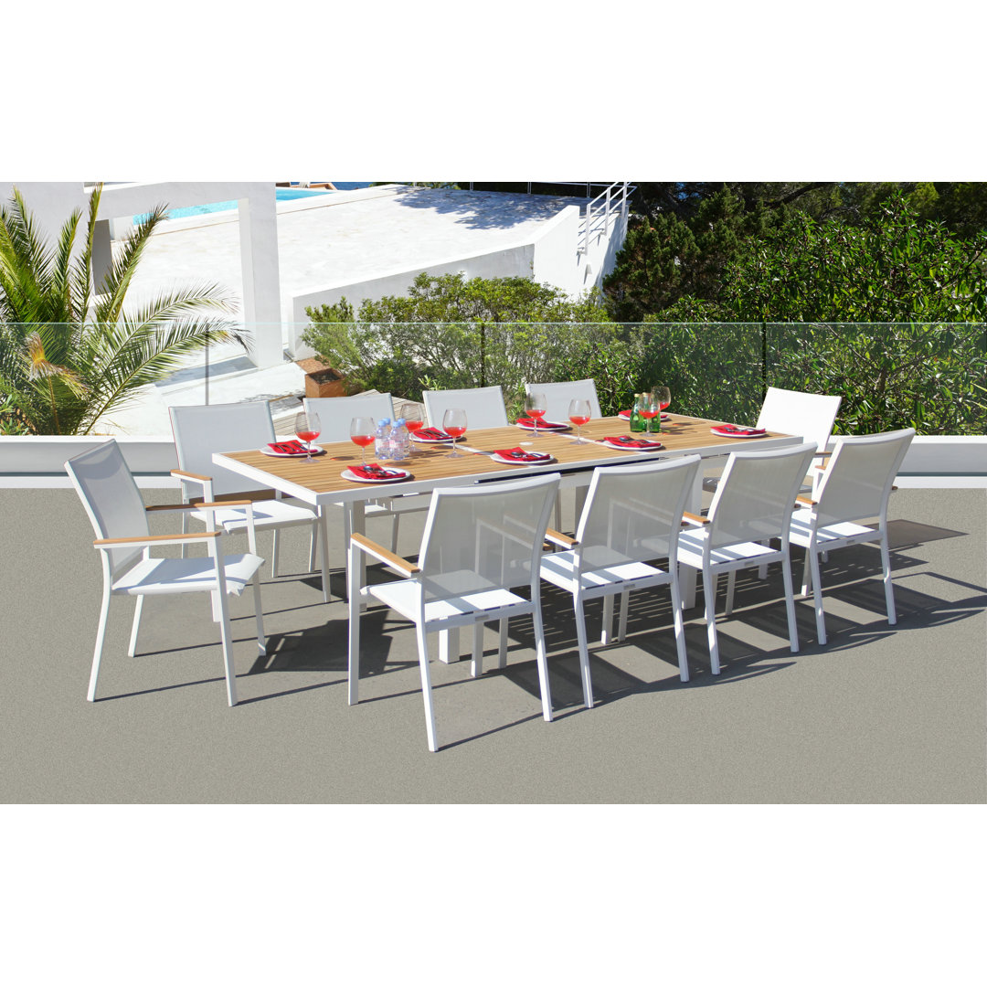 Chouinard 10 - Person Teak Metal Patio Dining Set with Rectangular Table Brayden Studio® 
