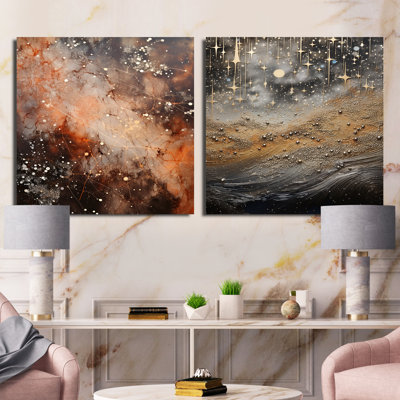 Constellation Starry - Ensemble de 2 collages abstraits carrés