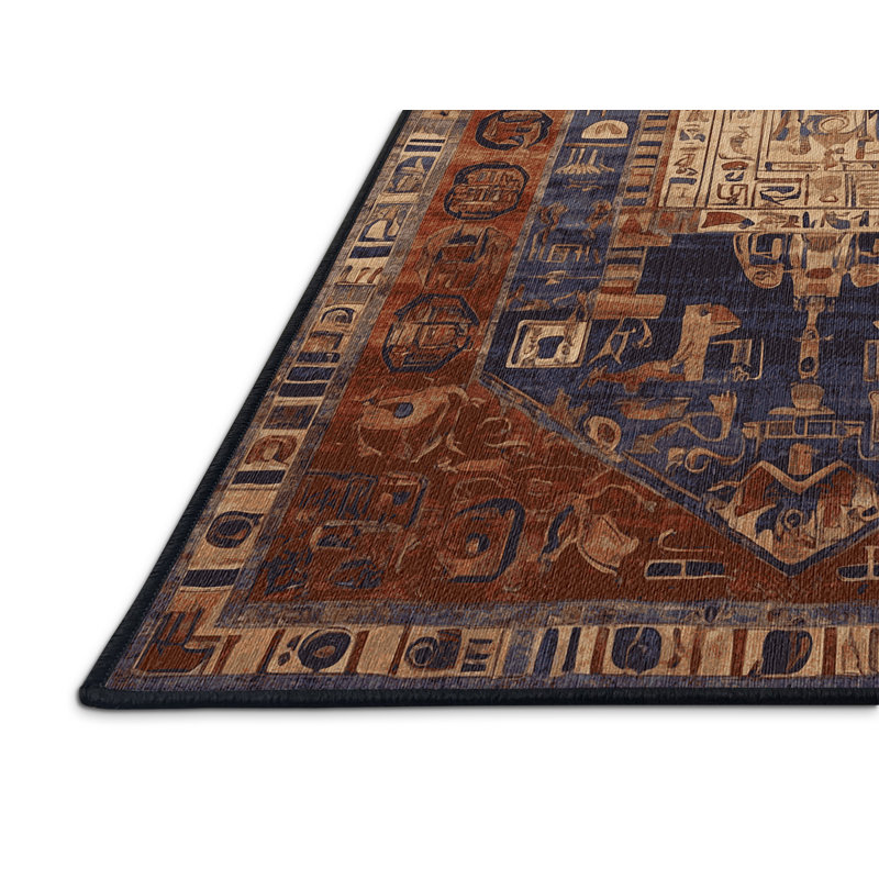 Machine Washable Brown Area Rug, Rectangle 5' x 8'