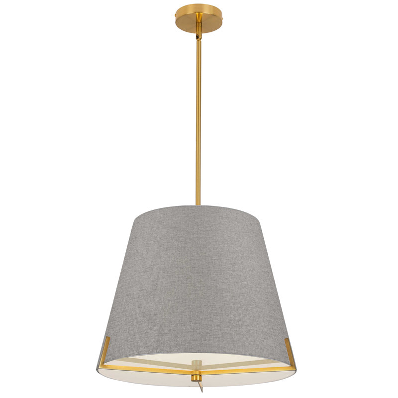 Luminaire suspendu 4 lumières Krisna, Laiton vieilli, H 14,5 po x l 19,25 po x P 19,25 po, gris