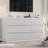 Fluted White 9-Drawer Dresser, 57" Modern Curved Chest of Drawers-1292138310