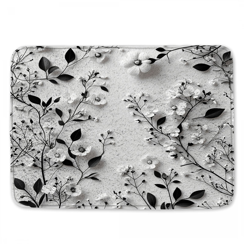 Tapis de bain floral, L 24 po x L 17 po