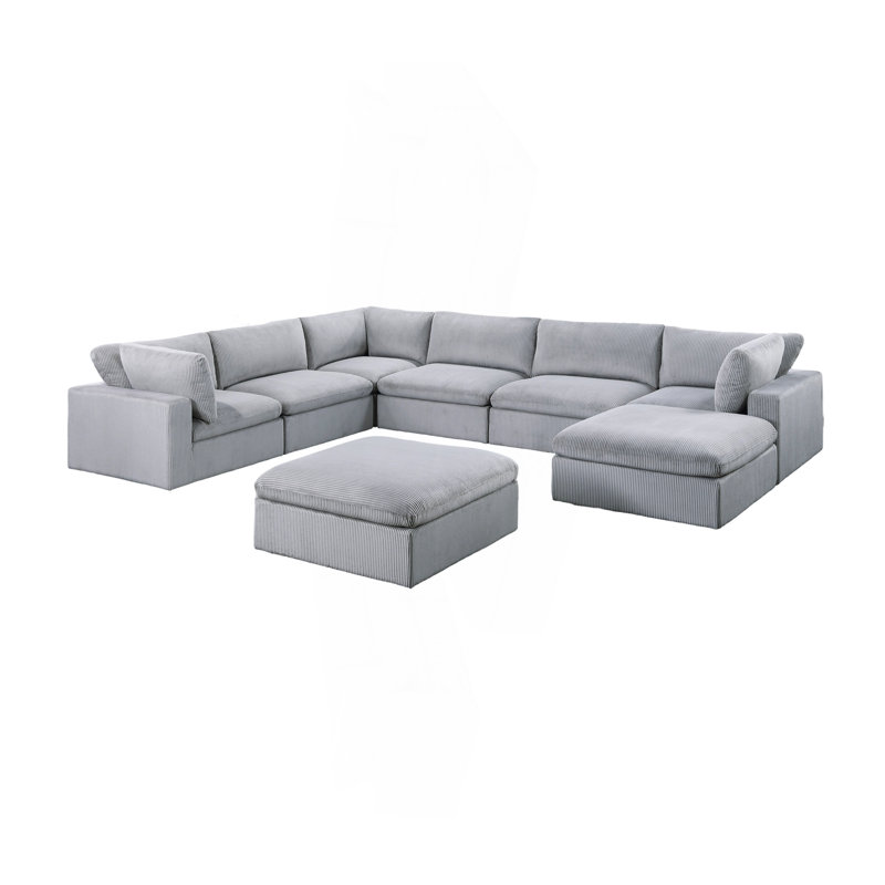 Ensemble de canapé modulaire en velours côtelé 8 pièces gris foncé