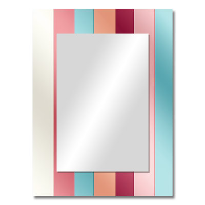 Deandres Vibrant Pink Striped Harmony Pattern - striped  Mirror, Modern Unique Wall Mirror, Printed Metal Art
