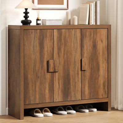 24 Pair Shoe Storage Cabinet With 3-Doors And Adjustable Shelves