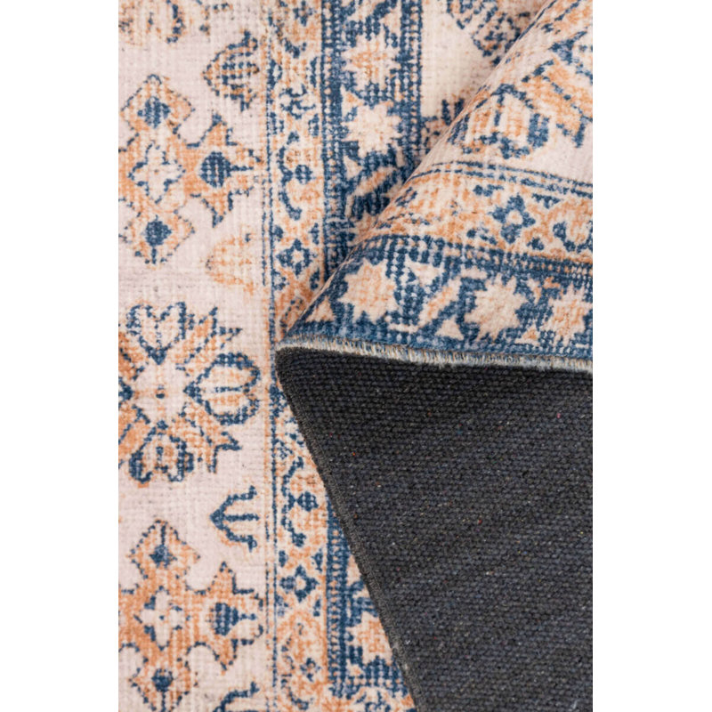 Tapis décoratif beige marocain en polyester tissé à la machine, Rectangle 5 pi 3 po x 7 pi 7 po