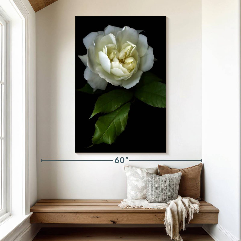 Harnek Lone White Rose, 51" H x 34" W